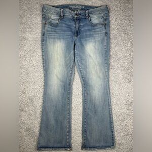 American Eagle Jeans Womens 16 Kick Boot Stretch Light Wash Plus Concert Party